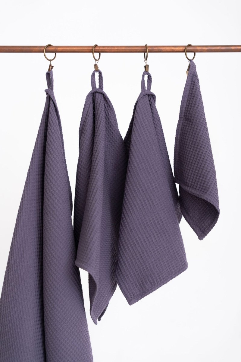Kids’ Waffle Cotton Towel Collection (Purple) – 100% Cotton, Handmade - Tiny Tugz™