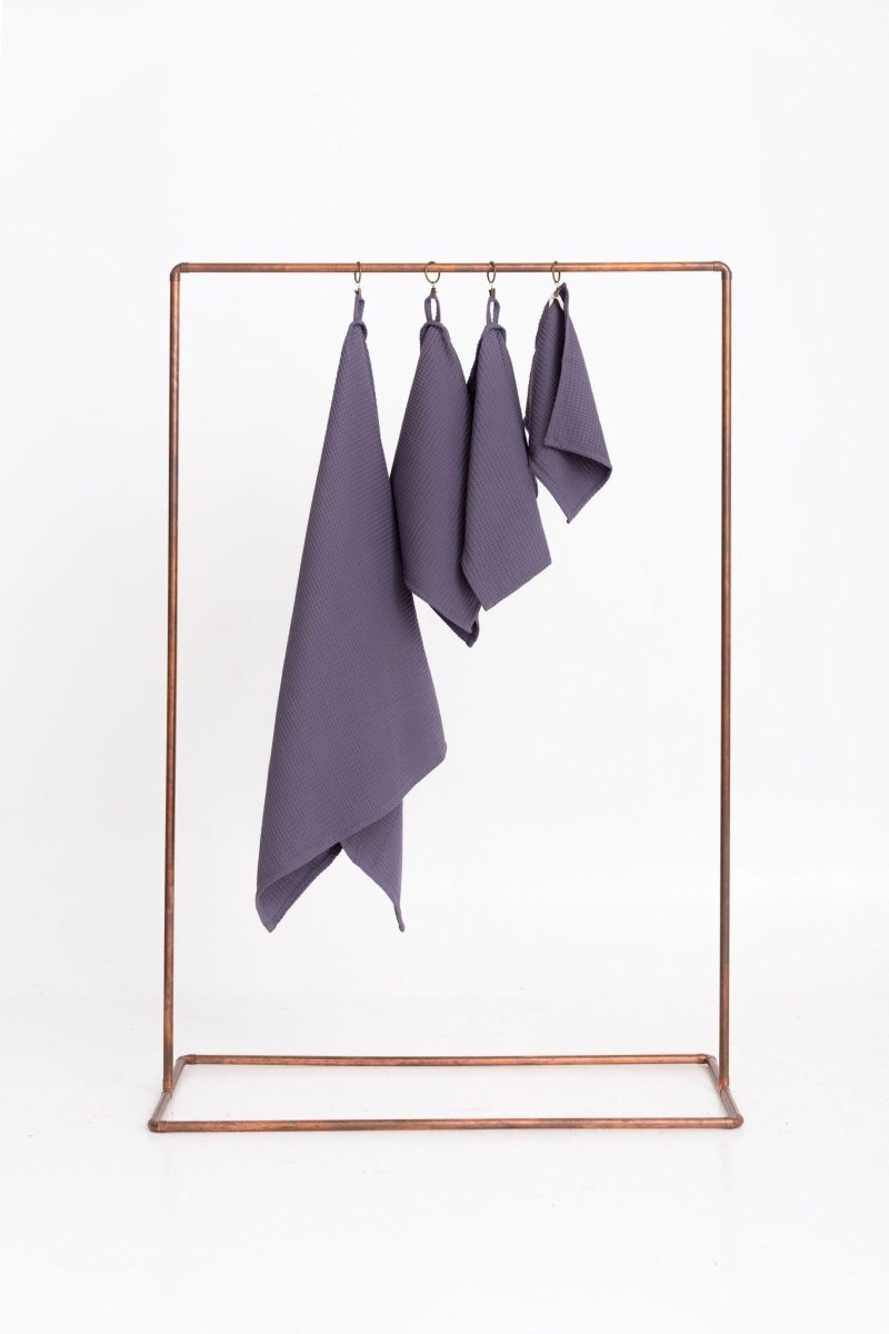 Kids’ Waffle Cotton Towel Collection (Purple) – 100% Cotton, Handmade - Tiny Tugz™