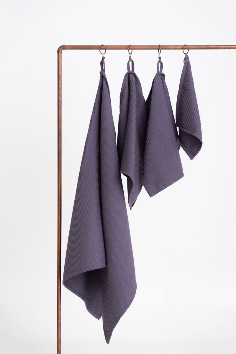 Kids’ Waffle Cotton Towel Collection (Purple) – 100% Cotton, Handmade - Tiny Tugz™