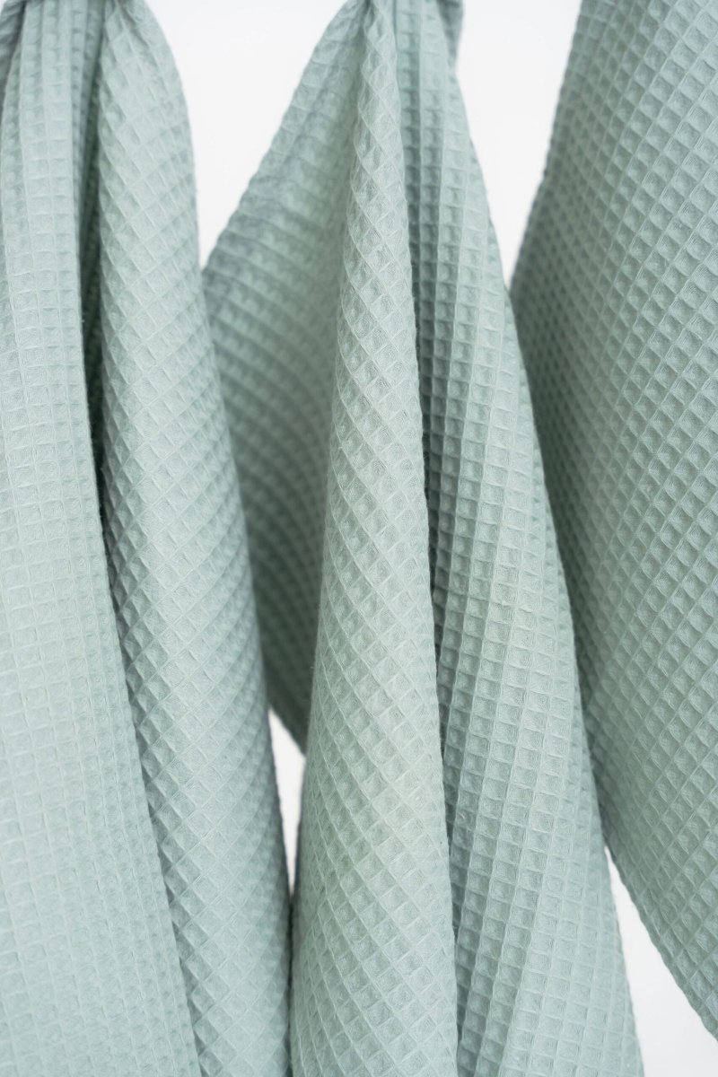 Kids’ Waffle Cotton Towel Collection (Sage Green) – 100% Cotton, Handmade - Tiny Tugz™