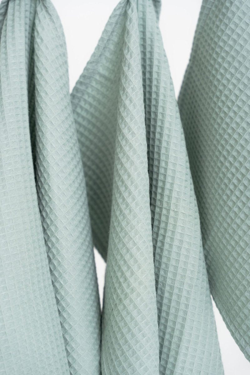 Kids’ Waffle Cotton Towel Collection (Sage Green) – 100% Cotton, Handmade - Tiny Tugz™