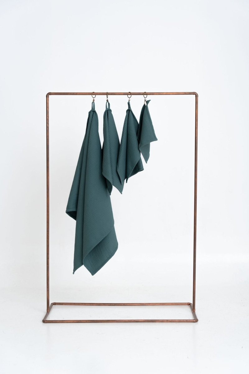 Kids’ Waffle Cotton Towel Collection (Teal) – 100% Cotton, Handmade - Tiny Tugz™