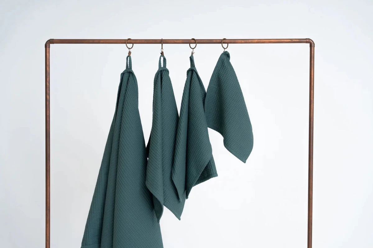 Kids’ Waffle Cotton Towel Collection (Teal) – 100% Cotton, Handmade - Tiny Tugz™