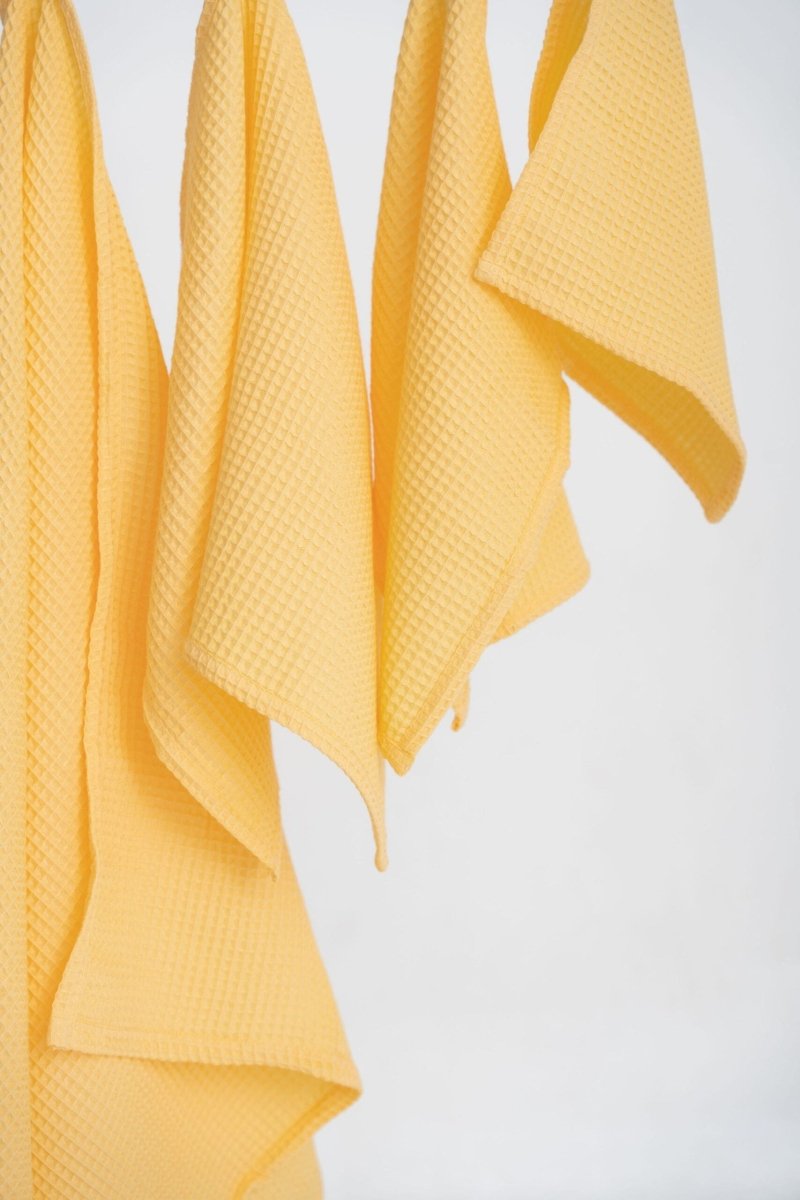 Kids’ Waffle Cotton Towel Collection (Yellow) – 100% Cotton, Handmade - Tiny Tugz™
