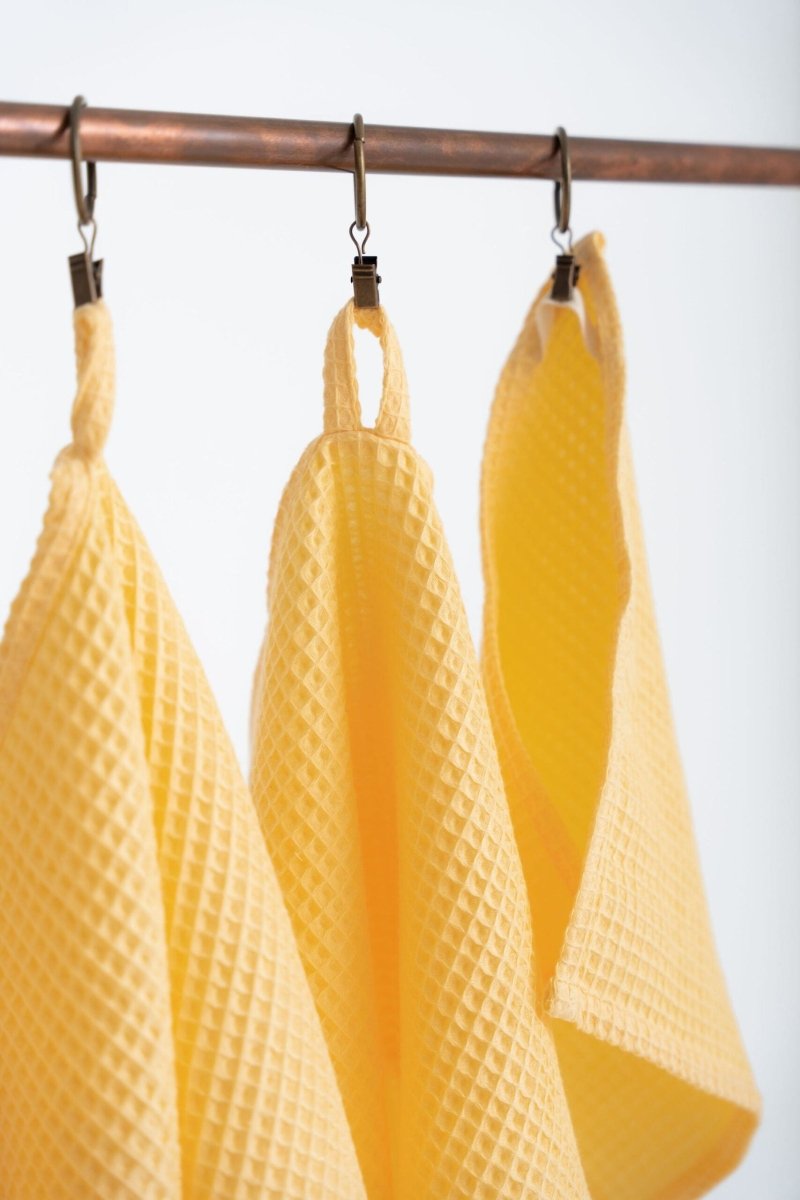 Kids’ Waffle Cotton Towel Collection (Yellow) – 100% Cotton, Handmade - Tiny Tugz™
