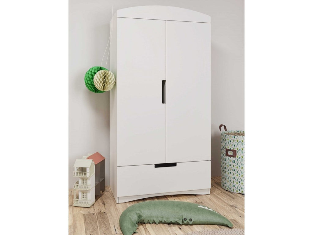 Kids' Wardrobe Classic - Rail, Shelves & Drawer - White - Tiny Tugz™