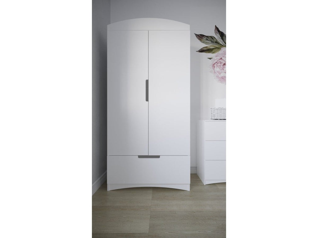 Kids' Wardrobe Classic - Rail, Shelves & Drawer - White - Tiny Tugz™