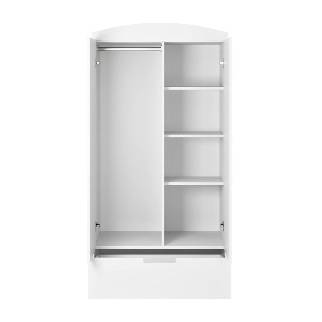 Kids' Wardrobe Classic - Rail, Shelves & Drawer - White - Tiny Tugz™