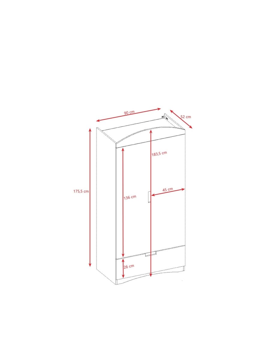Kids' Wardrobe Classic - Rail, Shelves & Drawer - White - Tiny Tugz™