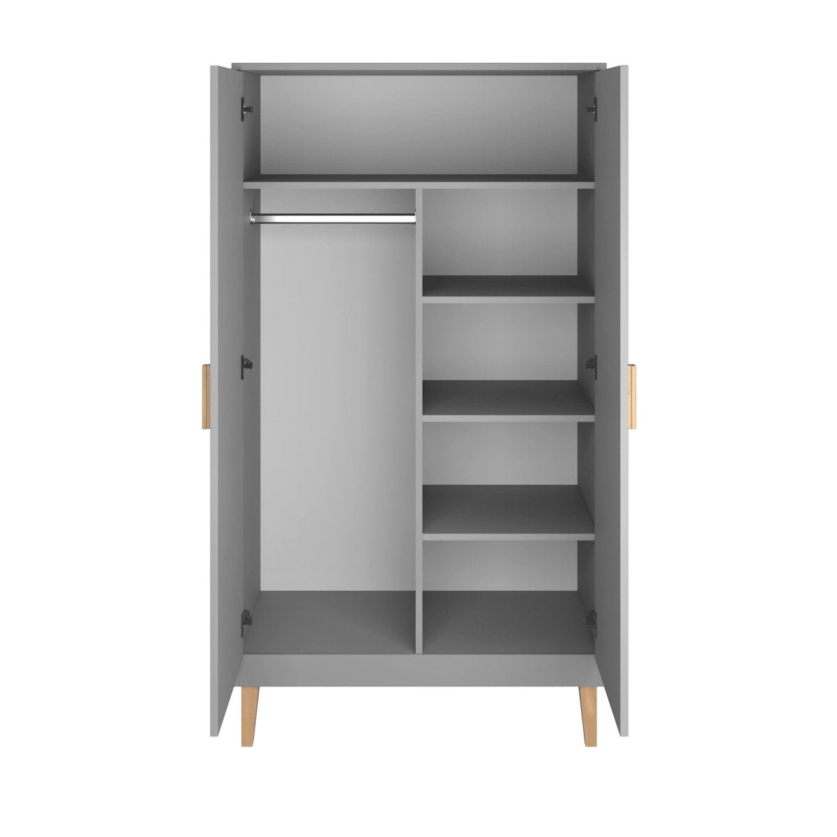 Kids' Wardrobe Kubi - Soft-Close, Solid Oak Details - Grey - Tiny Tugz™