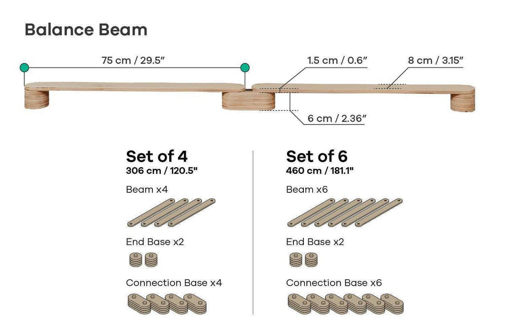 Kids Wooden Balance Beam (Set of 4) - Tiny Tugz™