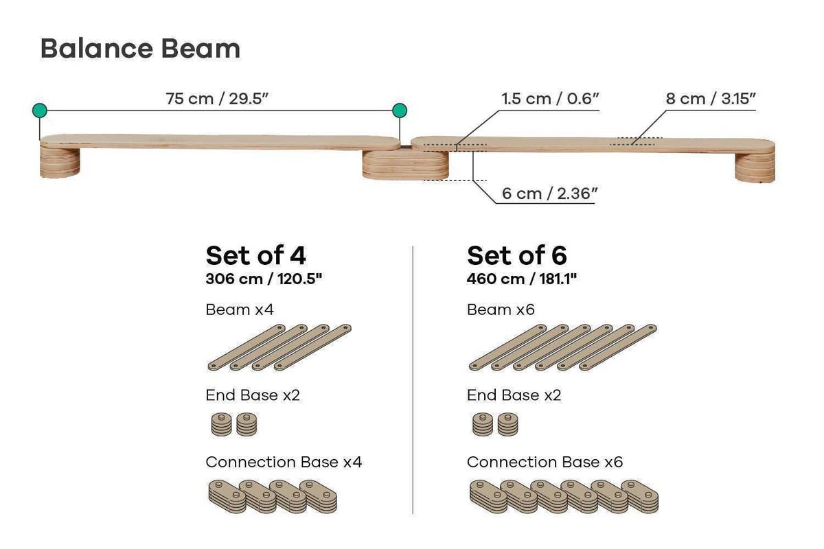 Kids Wooden Balance Beam (Set of 4) - Tiny Tugz™