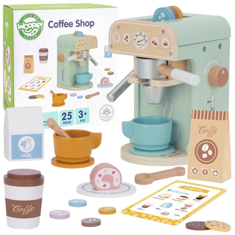 Kids Wooden Coffee Shop Play Set – 25 Pieces - Tiny Tugz™