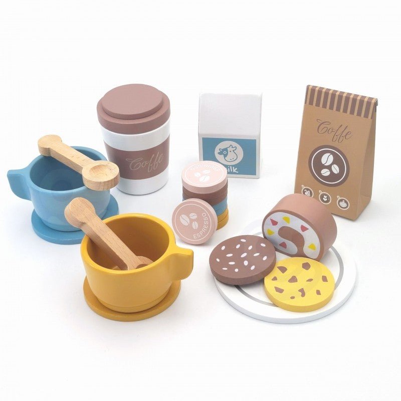 Kids Wooden Coffee Shop Play Set – 25 Pieces - Tiny Tugz™