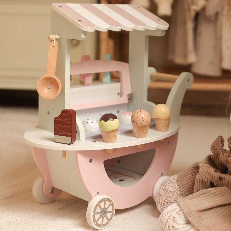 Kids Wooden Ice Cream Cart Play Set – 27 Pieces - Tiny Tugz™