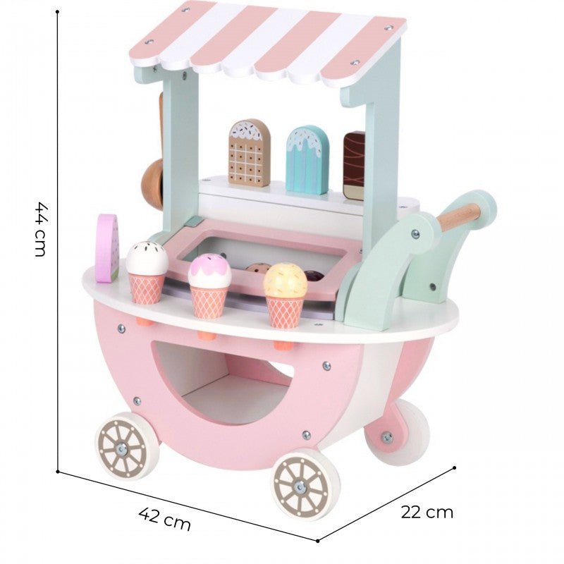 Kids Wooden Ice Cream Cart Play Set – 27 Pieces - Tiny Tugz™