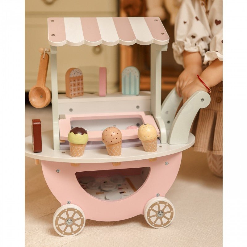 Kids Wooden Ice Cream Cart Play Set – 27 Pieces - Tiny Tugz™