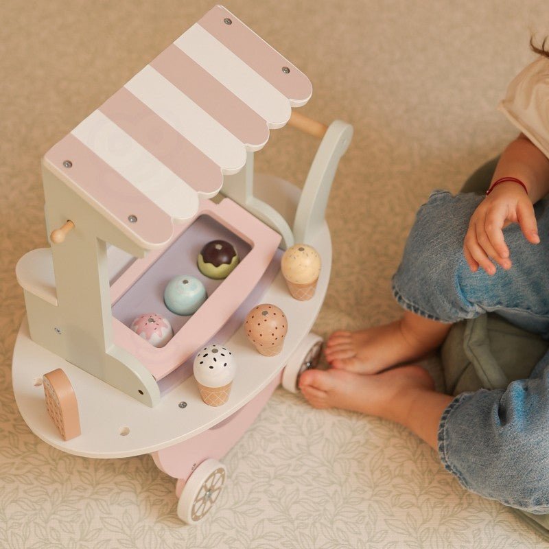 Kids Wooden Ice Cream Cart Play Set – 27 Pieces - Tiny Tugz™