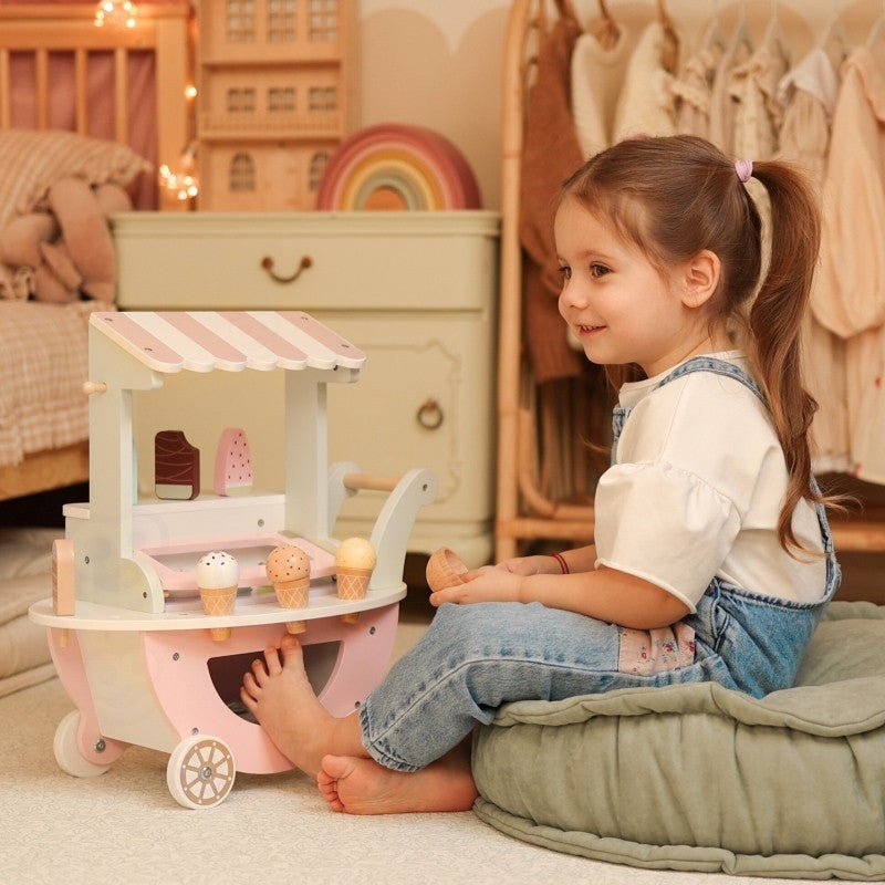 Kids Wooden Ice Cream Cart Play Set – 27 Pieces - Tiny Tugz™