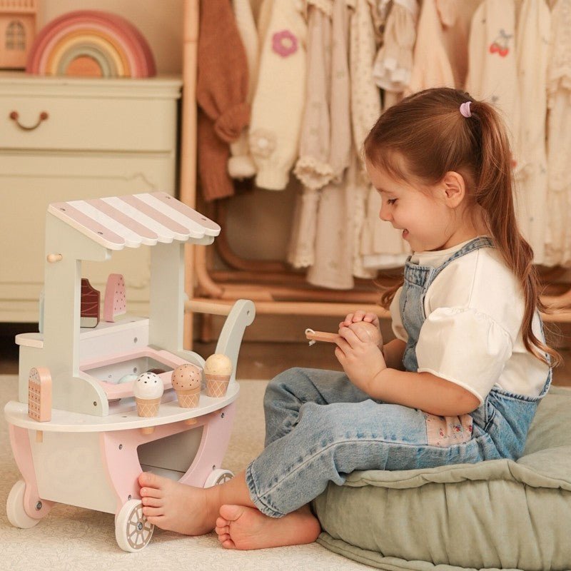 Kids Wooden Ice Cream Cart Play Set – 27 Pieces - Tiny Tugz™