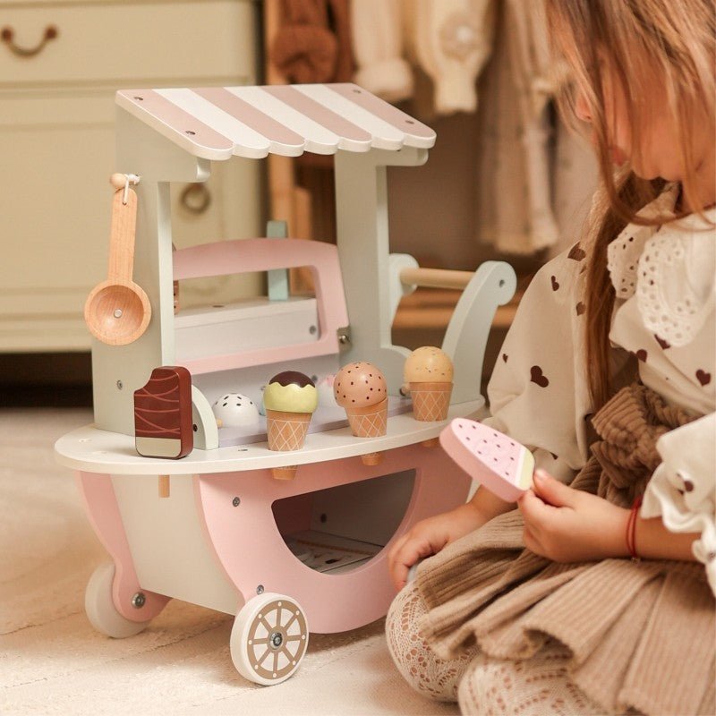 Kids Wooden Ice Cream Cart Play Set – 27 Pieces - Tiny Tugz™