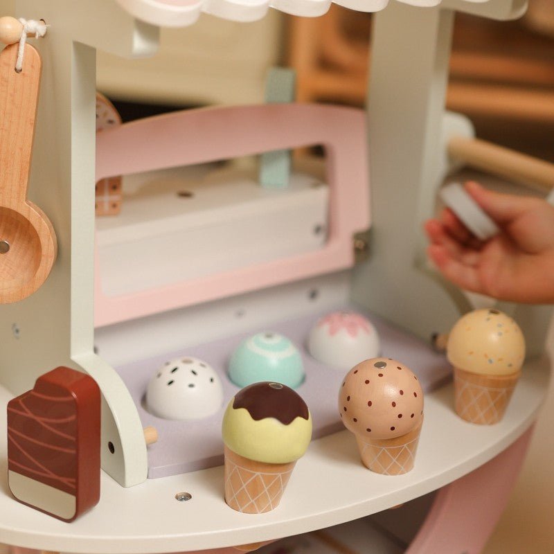 Kids Wooden Ice Cream Cart Play Set – 27 Pieces - Tiny Tugz™