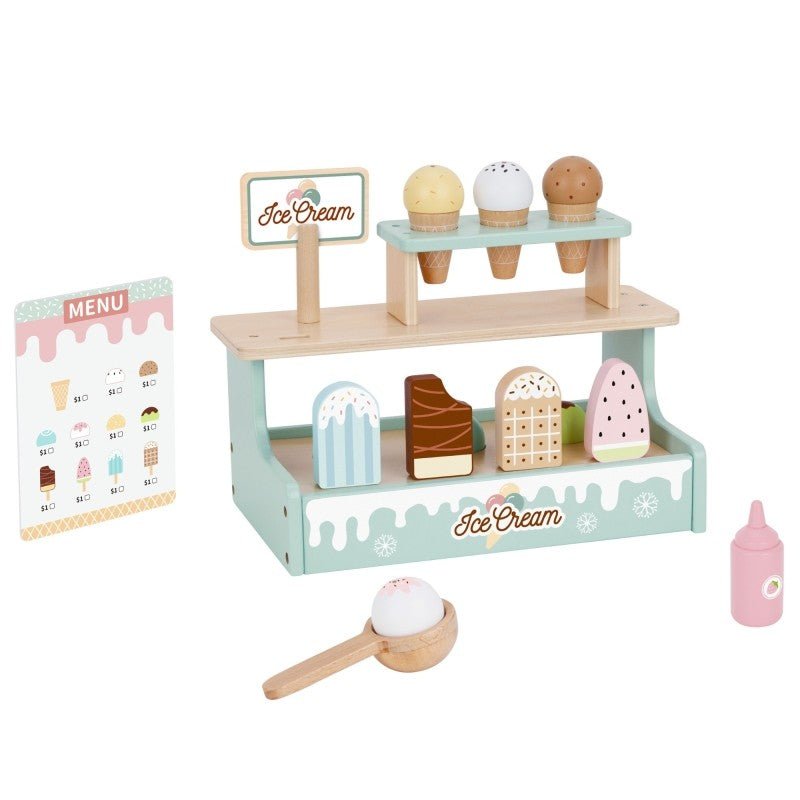 Kids Wooden Ice Cream Shop Play Set – 16 Pieces - Tiny Tugz™