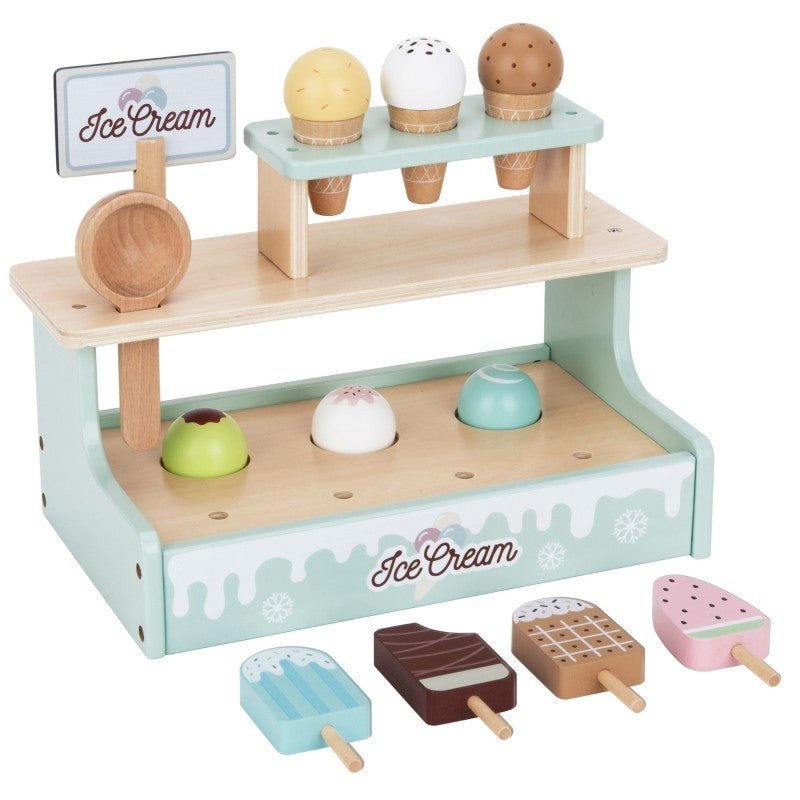 Kids Wooden Ice Cream Shop Play Set – 16 Pieces - Tiny Tugz™