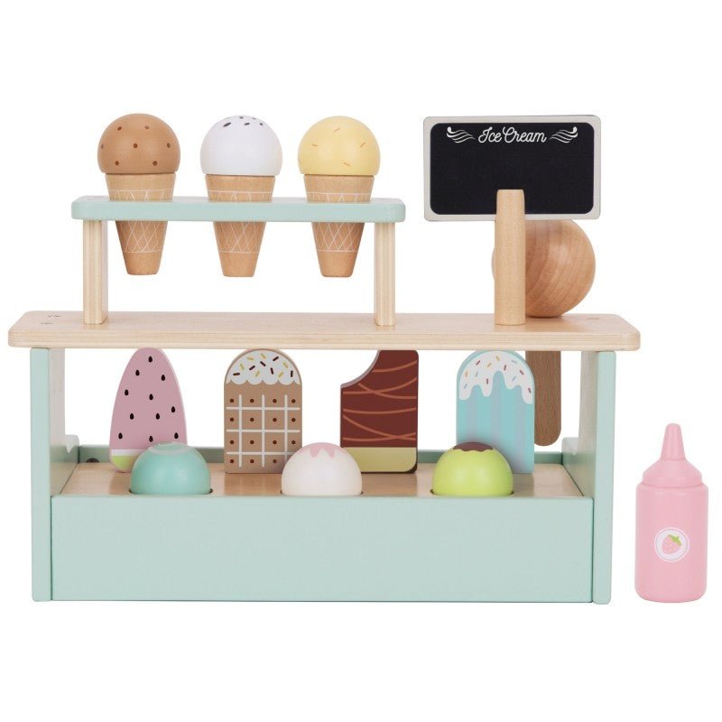Kids Wooden Ice Cream Shop Play Set – 16 Pieces - Tiny Tugz™