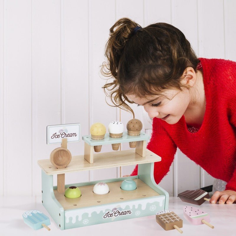 Kids Wooden Ice Cream Shop Play Set – 16 Pieces - Tiny Tugz™