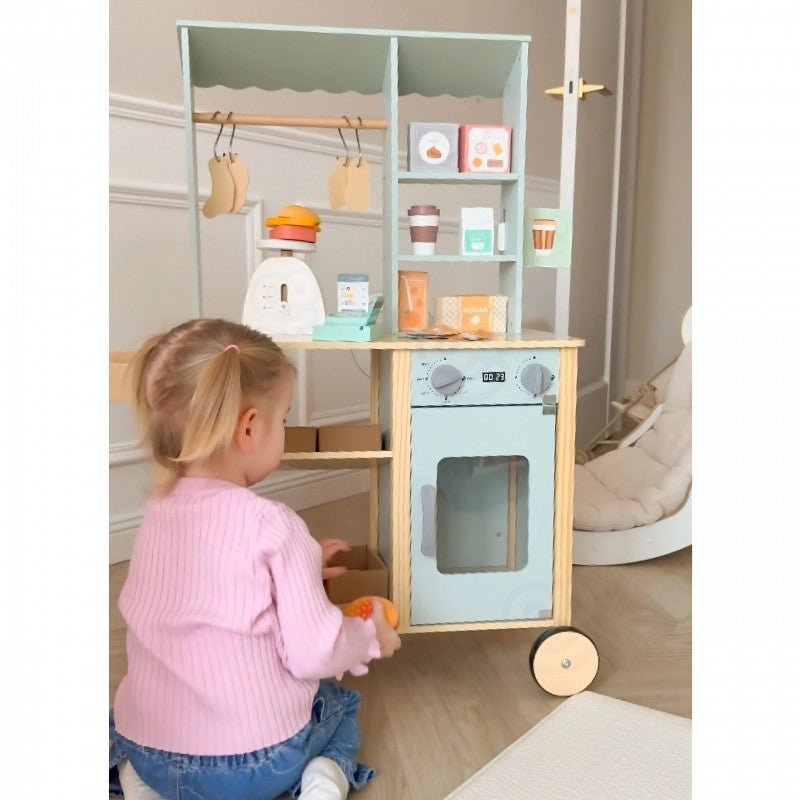 Kids Wooden Market Stall & Kitchen Shop Play Set (3-in-1) - Tiny Tugz™