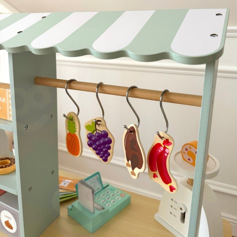 Kids Wooden Market Stall & Kitchen Shop Play Set (3-in-1) - Tiny Tugz™