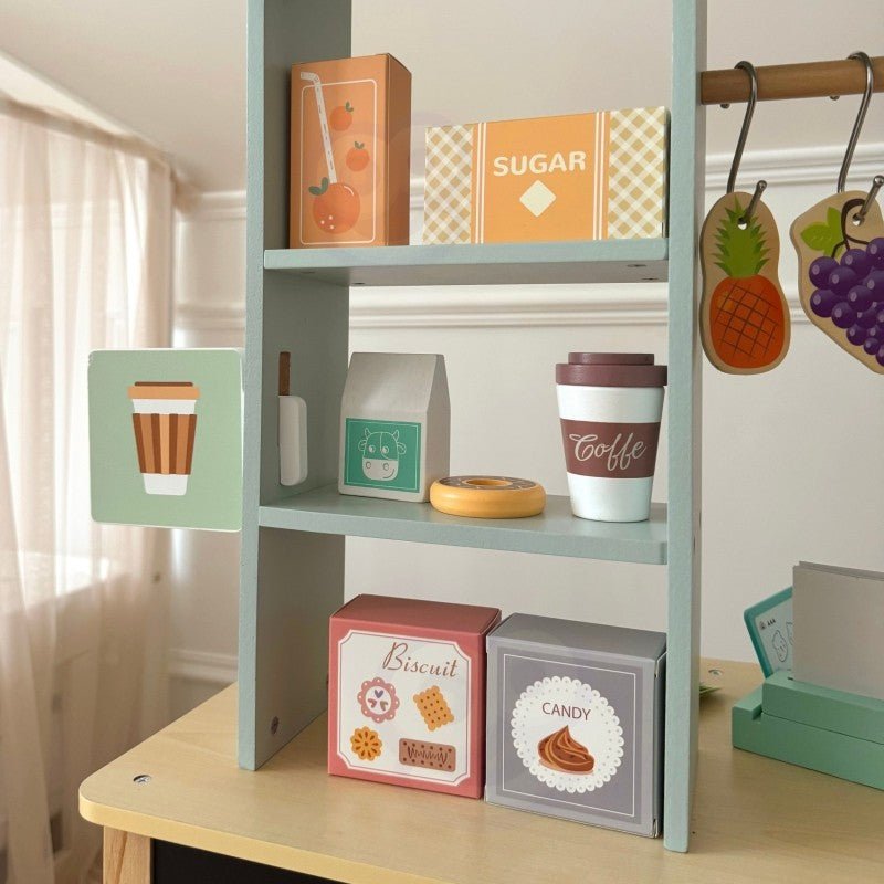 Kids Wooden Market Stall & Kitchen Shop Play Set (3-in-1) - Tiny Tugz™