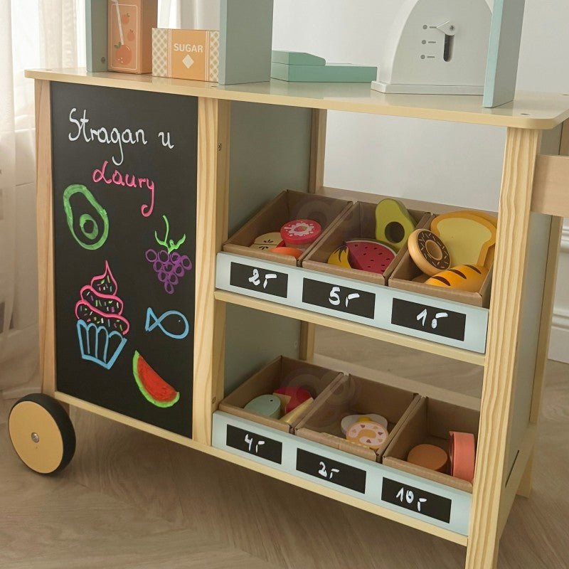 Kids Wooden Market Stall & Kitchen Shop Play Set (3-in-1) - Tiny Tugz™