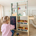 Kids Wooden Market Stall & Kitchen Shop Play Set (3-in-1) - Tiny Tugz™