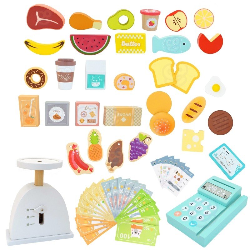 Kids Wooden Market Stall & Kitchen Shop Play Set (3-in-1) - Tiny Tugz™
