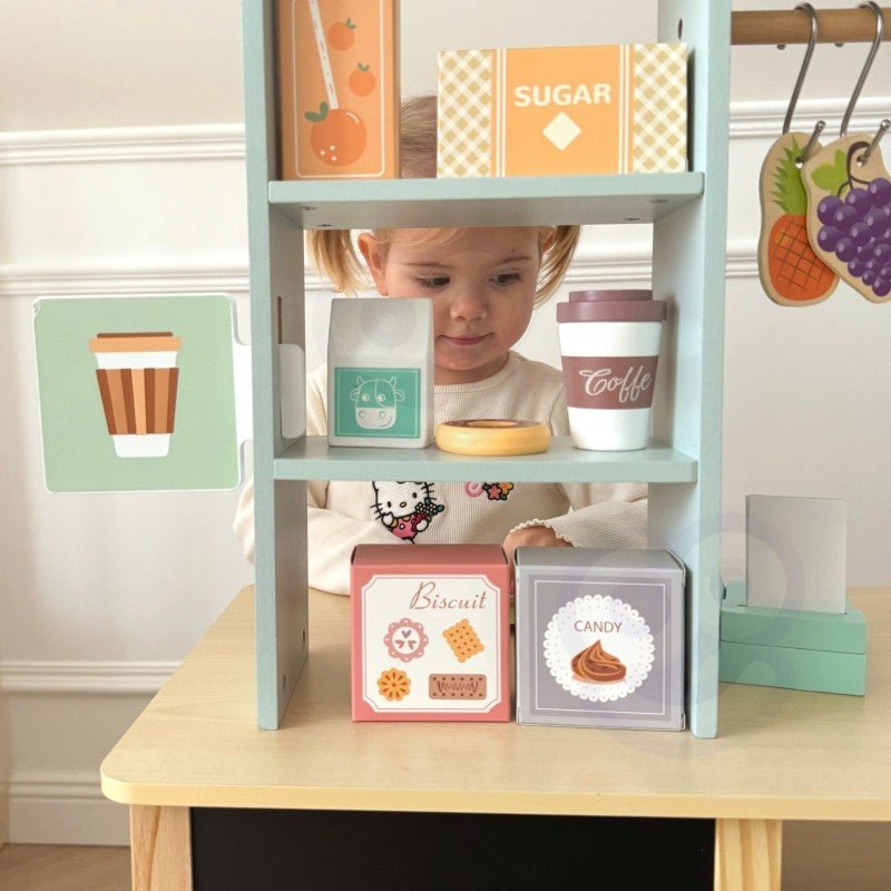 Kids Wooden Market Stall & Kitchen Shop Play Set (3-in-1) - Tiny Tugz™