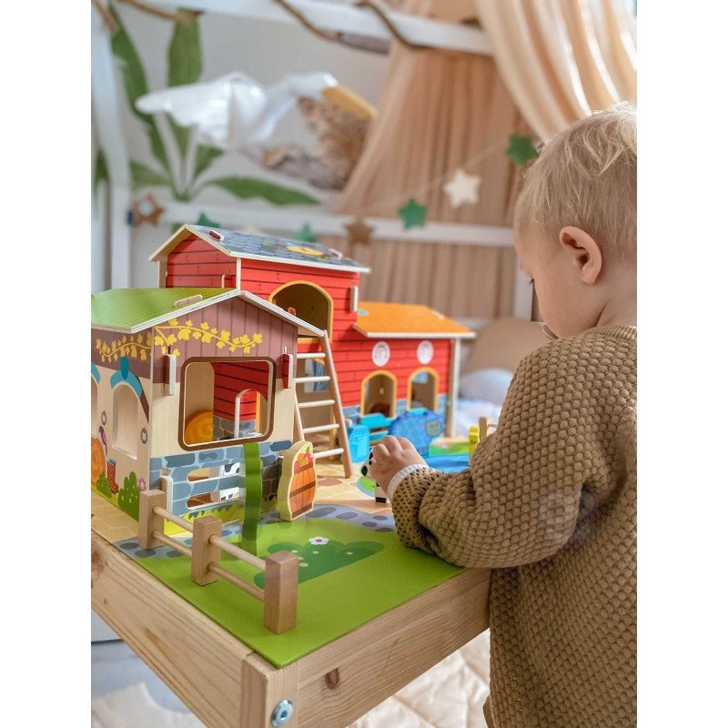 Kids Wooden Mega Farm Play Set – 18 Pieces - Tiny Tugz™