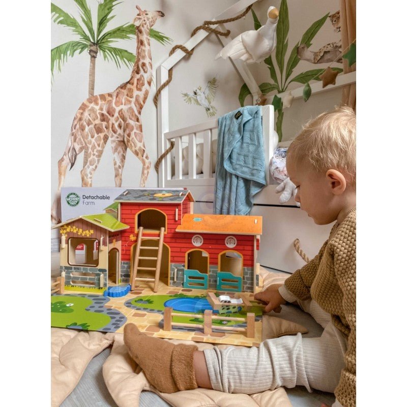 Kids Wooden Mega Farm Play Set – 18 Pieces - Tiny Tugz™
