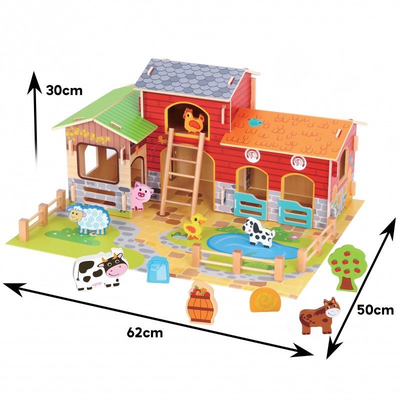 Kids Wooden Mega Farm Play Set – 18 Pieces - Tiny Tugz™