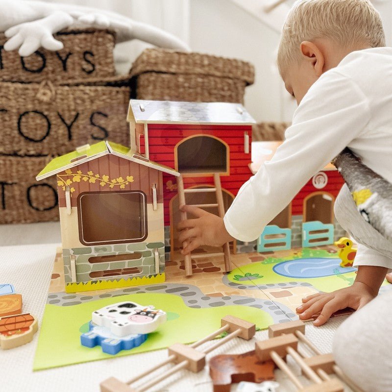 Kids Wooden Mega Farm Play Set – 18 Pieces - Tiny Tugz™
