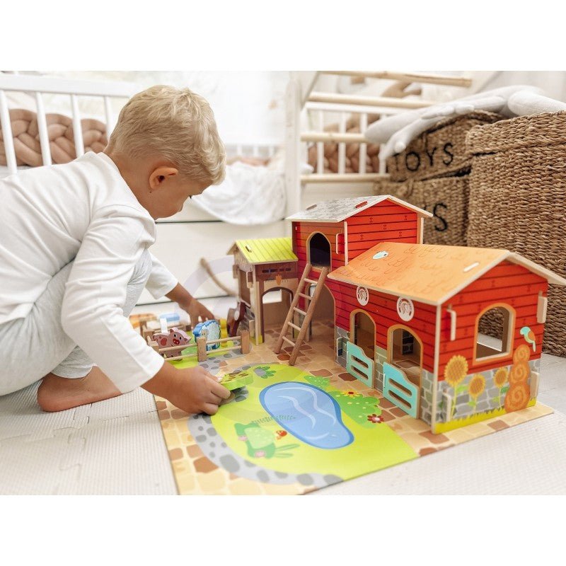 Kids Wooden Mega Farm Play Set – 18 Pieces - Tiny Tugz™