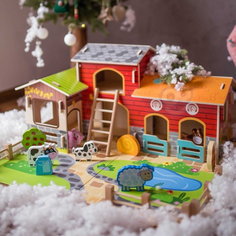 Kids Wooden Mega Farm Play Set – 18 Pieces - Tiny Tugz™