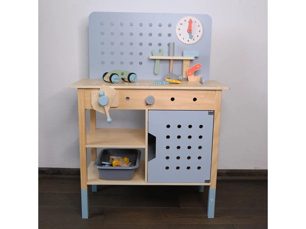 Kids Wooden Play Workbench – Tool-Free Assembly - Tiny Tugz™