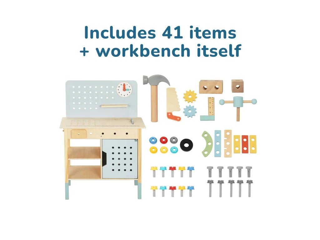 Kids Wooden Play Workbench – Tool-Free Assembly - Tiny Tugz™
