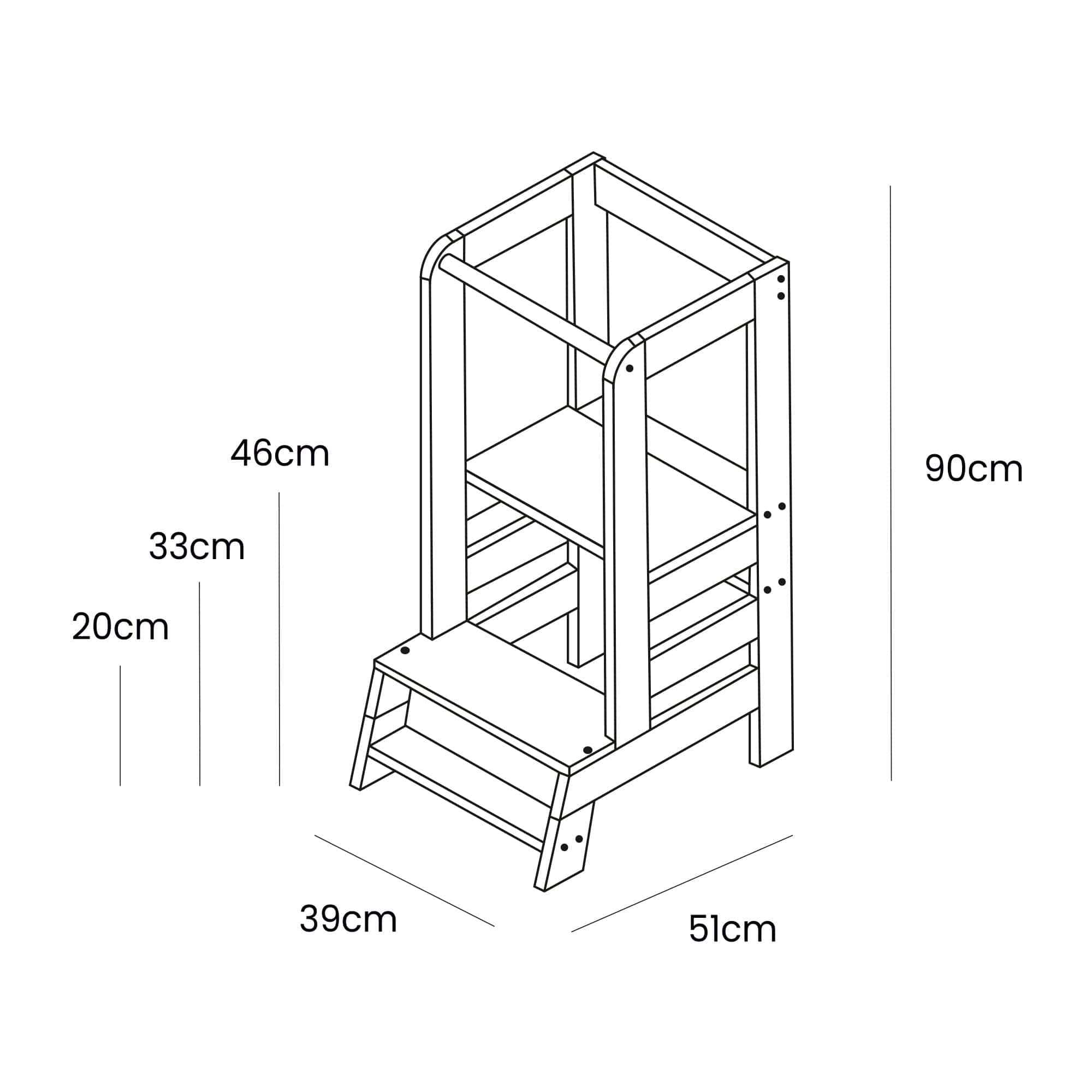 Montessori Wooden Kitchen Helper with Drawing Board – Adjustable Learning Tower for Kids (White)