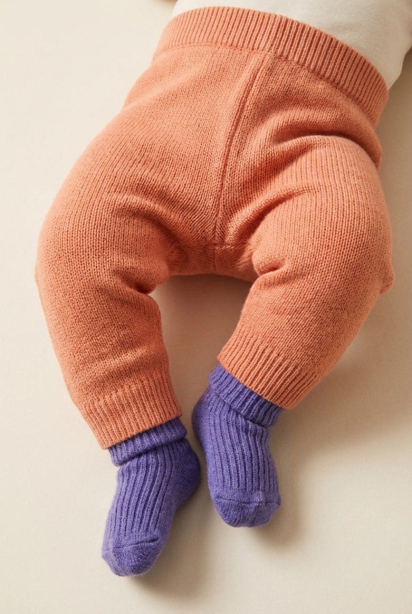 Knitted Merino Wool Baby Pants - Peach Fuzz - Tiny Tugz™
