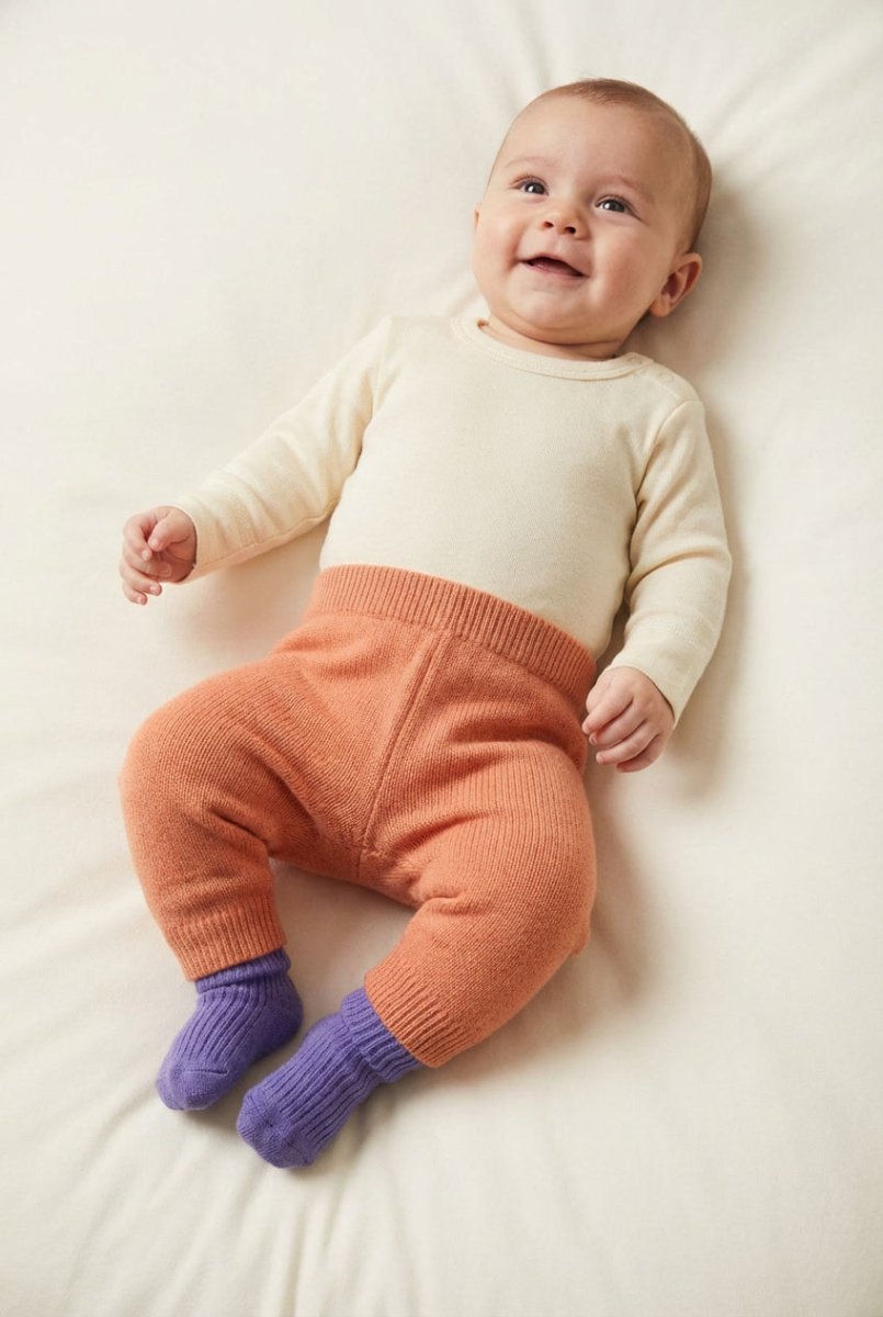 Knitted Merino Wool Baby Pants - Peach Fuzz - Tiny Tugz™
