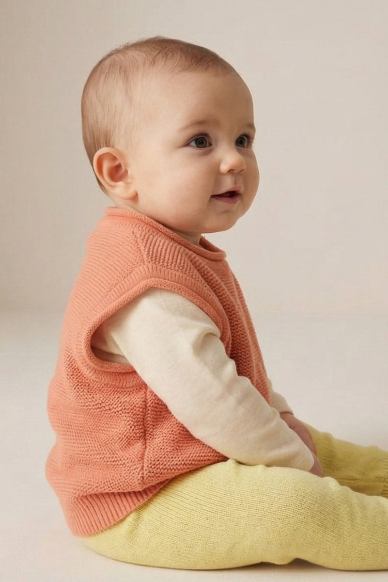 Knitted Merino Wool Baby Spencer - Peach Fuzz - Tiny Tugz™