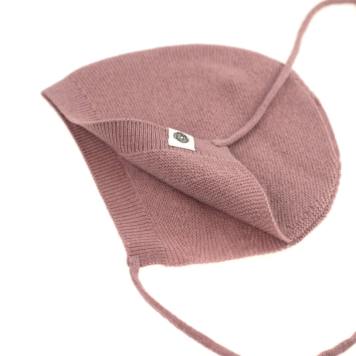 Knitted Wool Baby Bow Hat - Merino Wool - Haze - Tiny Tugz™